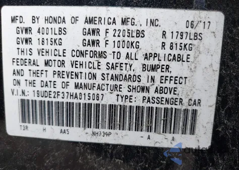 2017 Acura Ilx Acurawatch Plus Package z USA, uszkodzony, nr VIN 19UDE2F37HA015067